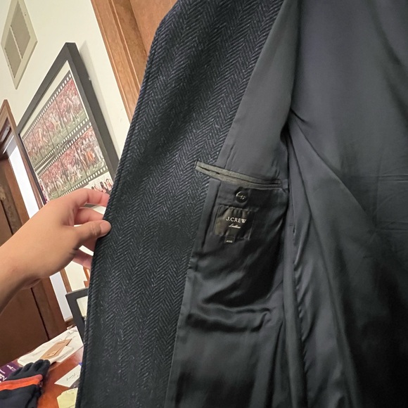 J.Crew Ludlow Oversize Coat Heather Herringbone Wool British Cloth 40S Navy - Picture 4 of 11